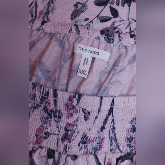 Maurices Pink Floral Tunic Top Size XXL Knit Casual Boho Blouse Flowy Boxy - Picture 6 of 10